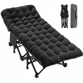 Foldable Camping Bed With Mattress, Sturdy And Durable Folding Bed (Option: Black)