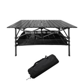 Folding Camping Table,46x22 inch Lightweight Fold Up Tables, Aluminum & Steel Outdoor Portable Side Desks with Large Storage and Carry Bag (Option: 46inx22in)